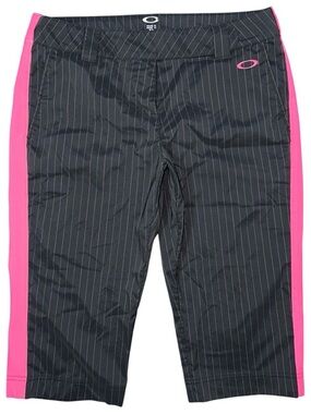 Oakley Women’s Pinstripe Golf Albatross Capri Pants Black Hot Pink Size 12 Y2K
